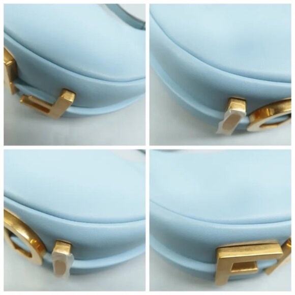 100% Authentic FENDI Fendigraphy Blue Leather Shoulder Bag 2007-071224 - Picture 6 of 12